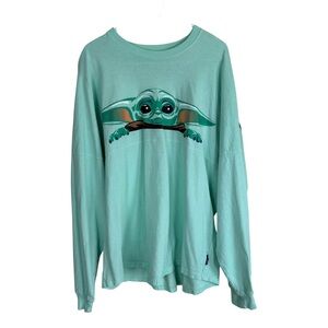 Disney Star Wars Mandalorian Baby Yoda Men’s Size Large LS Spirit Jersey